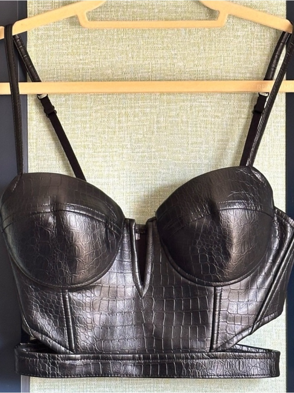 Charlotte Russe VTG Y2K Black Snake Print Faux Leather Bustier Crop Top, Size S